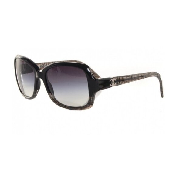 Authentic CHANEL Acetate Tweed Effect Sunglasses 5177 Black with Case